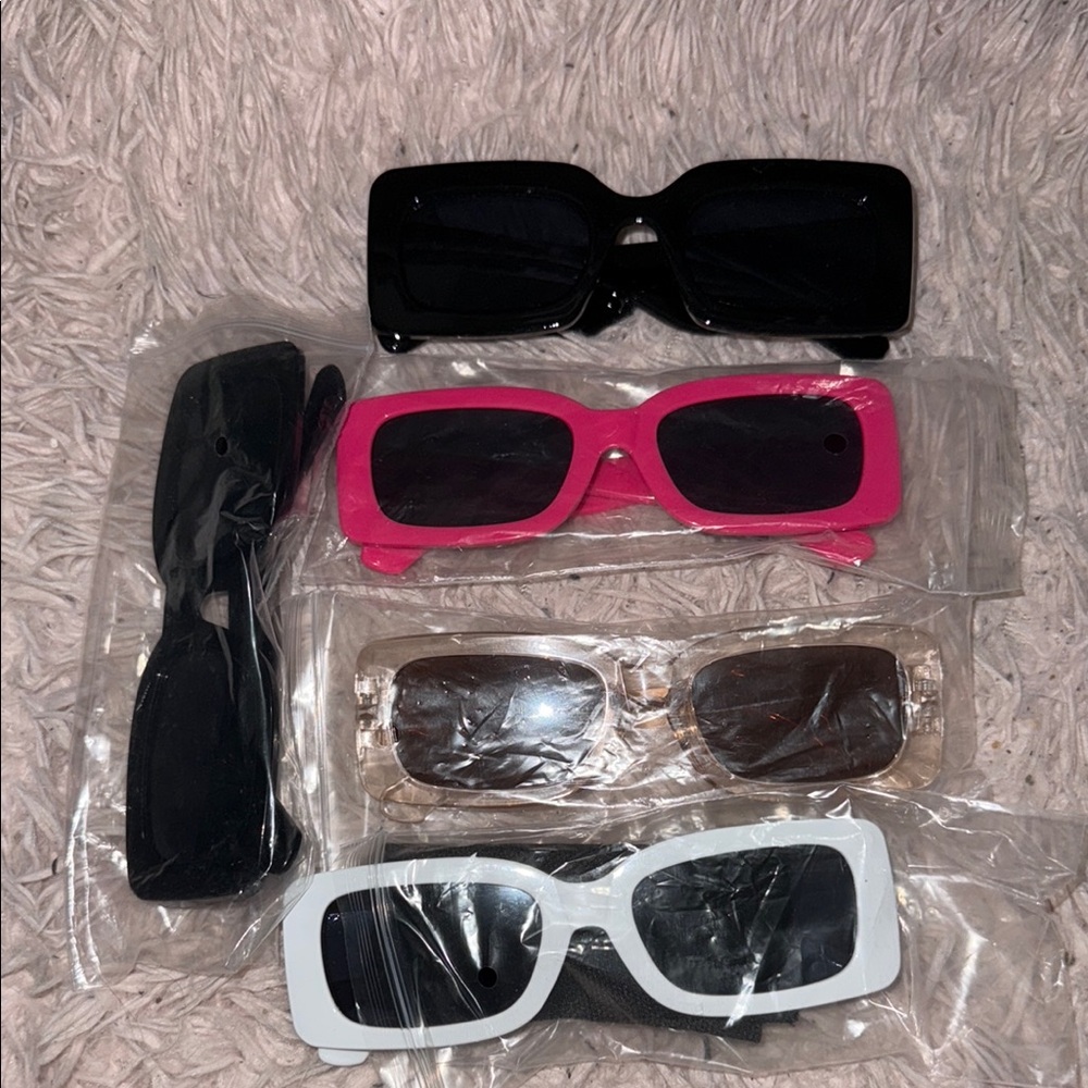 Stylish Women's Sunglasses Set - Black, Pink, Brown, White